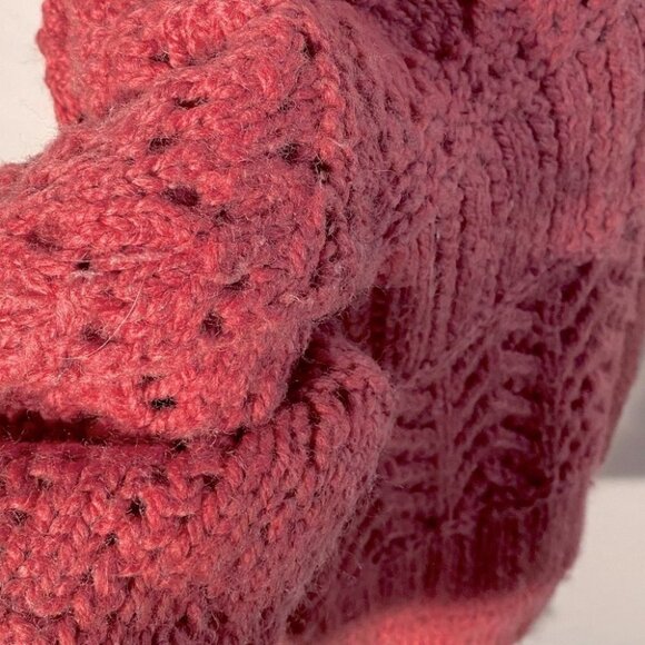 Handmade Women’s Hand Knit Pink V Neck Sweater L - Picture 6 of 10